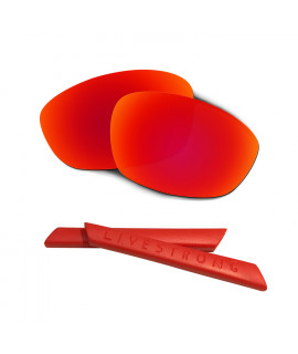 HKUCO Red Polarized Replacement Lenses plus Red Earsocks Rubber Kit For Oakley Straight Jacket（2007)