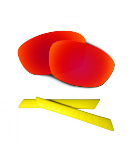 HKUCO Red Polarized Replacement Lenses plus Yellow Earsocks Rubber Kit For Oakley Straight Jacket（2007)