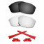 HKUCO For Oakley Flak Jacket Black/Silver Polarized Replacement Lenses And Red Earsocks Rubber Kit 