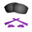 HKUCO Black Polarized Replacement Lenses and Purple Earsocks Rubber Kit For Oakley Flak Jacket Sunglasses