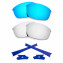 HKUCO For Oakley Flak Jacket Blue/Silver Polarized Replacement Lenses And Dark Blue Earsocks Rubber Kit 
