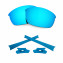 HKUCO For Oakley Flak Jacket Blue Polarized Replacement Lenses And Blue Earsocks Rubber Kit 