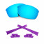 HKUCO Blue Polarized Replacement Lenses and Purple Earsocks Rubber Kit For Oakley Flak Jacket Sunglasses
