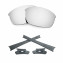HKUCO For Oakley Flak Jacket Silver Polarized Replacement Lenses And Grey Earsocks Rubber Kit 