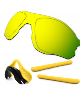 HKUCO For Oakley EVZero OO9308 24K Gold Polarized Replacement Lenses And Yellow Earsocks Rubber Kit And Nose Pads