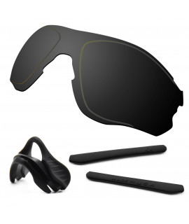 HKUCO For Oakley EVZero OO9308 Black Polarized Replacement Lenses And Black Earsocks Rubber Kit And Nose Pads