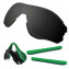 HKUCO For Oakley EVZero OO9308 Black Polarized Replacement Lenses And Green Earsocks Rubber Kit And Nose Pads