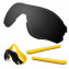 HKUCO For Oakley EVZero OO9308 Black Polarized Replacement Lenses And Yellow Earsocks Rubber Kit And Nose Pads