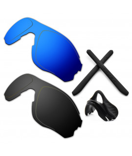 HKUCO For Oakley EVZero OO9308 Blue/Black Polarized Replacement Lenses And Black Earsocks Rubber Kit And Nose Pads