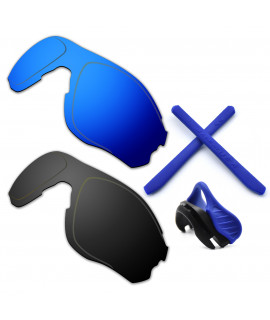 HKUCO For Oakley EVZero OO9308 Blue/Black Polarized Replacement Lenses And Blue Earsocks Rubber Kit And Nose Pads