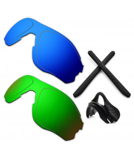 HKUCO For Oakley EVZero OO9308 Blue/Green Polarized Replacement Lenses And Black Earsocks Rubber Kit And Nose Pads