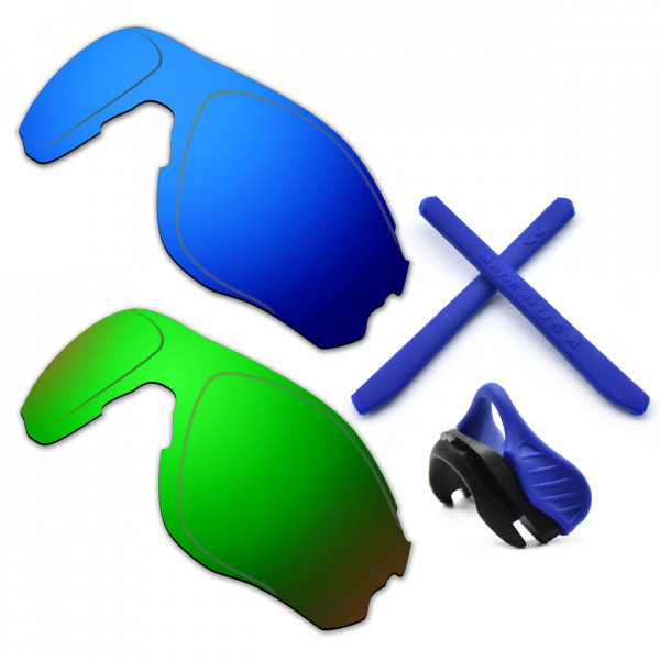 HKUCO For Oakley EVZero OO9308 Blue/Green Polarized Replacement Lenses And Blue Earsocks Rubber Kit And Nose Pads