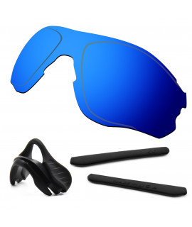 HKUCO For Oakley EVZero OO9308 Blue Polarized Replacement Lenses And Black Earsocks Rubber Kit And Nose Pads