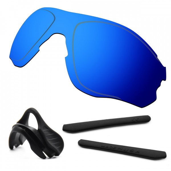 HKUCO For Oakley EVZero OO9308 Blue Polarized Replacement Lenses And Black Earsocks Rubber Kit And Nose Pads