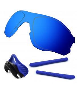 HKUCO For Oakley EVZero OO9308 Blue Polarized Replacement Lenses And Blue Earsocks Rubber Kit And Nose Pads