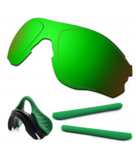 HKUCO For Oakley EVZero OO9308 Green Polarized Replacement Lenses And Green Earsocks Rubber Kit And Nose Pads