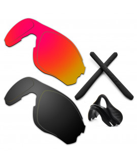 HKUCO For Oakley EVZero OO9308 Red/Black Polarized Replacement Lenses And Black Earsocks Rubber Kit And Nose Pads