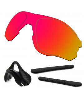 HKUCO For Oakley EVZero OO9308 Red Polarized Replacement Lenses And Black Earsocks Rubber Kit And Nose Pads