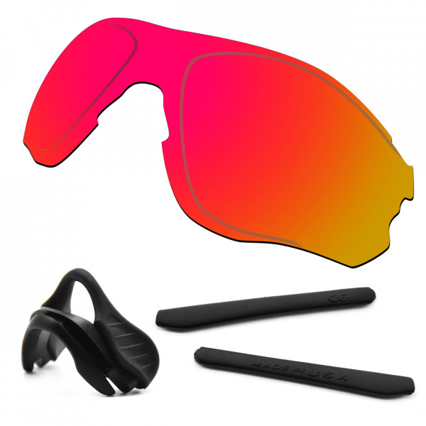 HKUCO For Oakley EVZero OO9308 Red Polarized Replacement Lenses And Black Earsocks Rubber Kit And Nose Pads