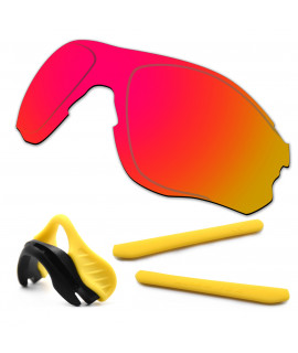 HKUCO For Oakley EVZero OO9308 Red Polarized Replacement Lenses And Yellow Earsocks Rubber Kit And Nose Pads