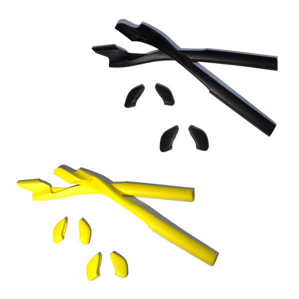 HKUCO Black/Yellow Replacement Silicone Leg Set For Oakley Half Jacket 2.0 XL Sunglasses Earsocks Rubber Kit