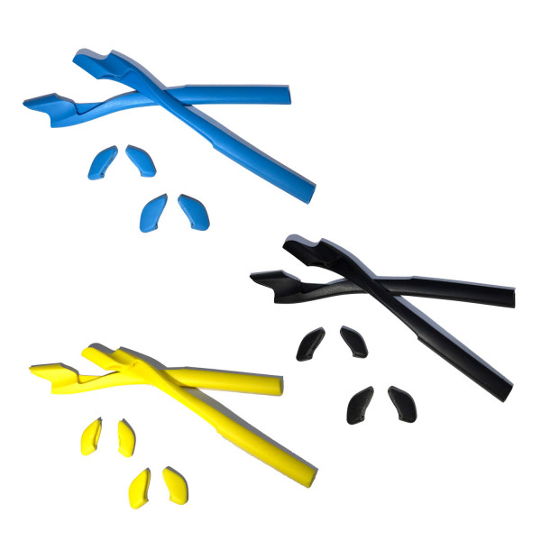 HKUCO Blue/Black/Yellow Replacement Silicone Leg Set For Oakley Half Jacket 2.0 XL Sunglasses Earsocks Rubber Kit