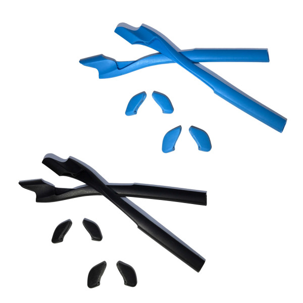 HKUCO Blue/Black Replacement Silicone Leg Set For Oakley Half Jacket 2.0 XL Sunglasses Earsocks Rubber Kit