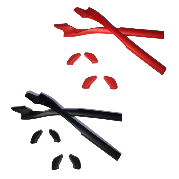 HKUCO Red/Black Replacement Silicone Leg Set For Oakley Half Jacket 2.0 Sunglasses Earsocks Rubber Kit