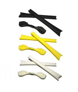 HKUCO Black/Yellow/White Replacement Silicone Leg Set For Oakley Radar Sunglasses Earsocks Rubber Kit