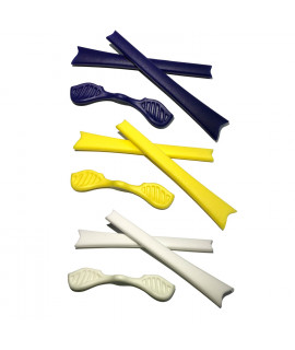HKUCO Blue/Yellow/White Replacement Silicone Leg Set For Oakley Radar Sunglasses Earsocks Rubber Kit