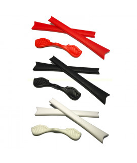 HKUCO Red/Black/White Replacement Silicone Leg Set For Oakley Radar Sunglasses Earsocks Rubber Kit