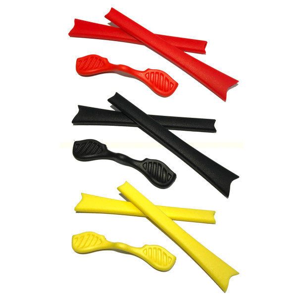 HKUCO Red/Black/Yellow Replacement Silicone Leg Set For Oakley Radar Sunglasses Earsocks Rubber Kit