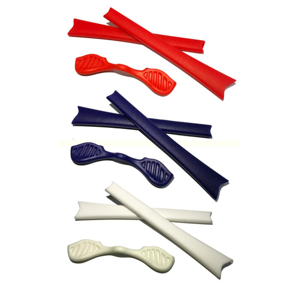 HKUCO Red/Blue/White Replacement Silicone Leg Set For Oakley Radar Sunglasses Earsocks Rubber Kit