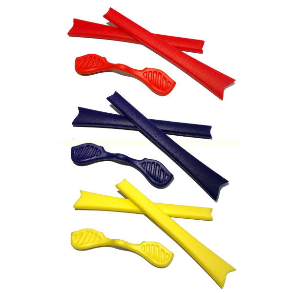 HKUCO Red/Blue/Yellow Replacement Silicone Leg Set For Oakley Radar Sunglasses Earsocks Rubber Kit