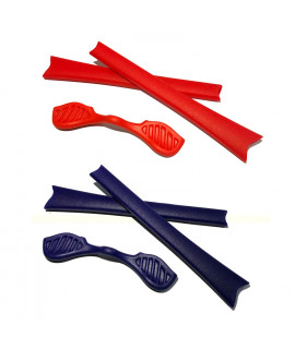 HKUCO Red/Blue Replacement Silicone Leg Set For Oakley Radar Sunglasses Earsocks Rubber Kit