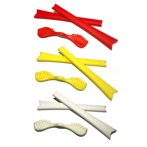 HKUCO Red/Yellow/White Replacement Silicone Leg Set For Oakley Radar Sunglasses Earsocks Rubber Kit