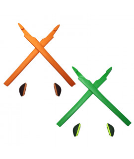 HKUCO Orange/Green Replacement Silicone Leg Set For Oakley Crosslink Sunglasses Earsocks Rubber Kit