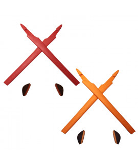 HKUCO Red/Orange Replacement Silicone Leg Set For Oakley Crosslink Sunglasses Earsocks Rubber Kit
