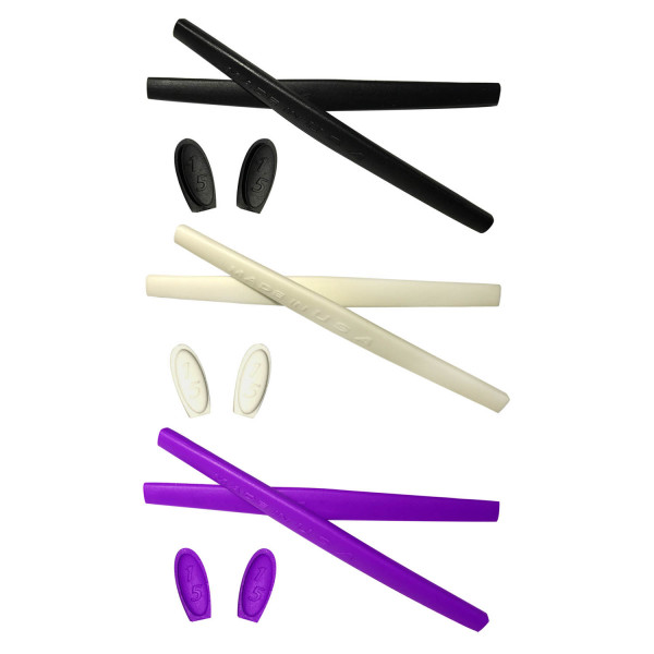 HKUCO Black/White/Purple Replacement Silicone Leg Set For Oakley Mars Sunglasses Earsocks Rubber Kit