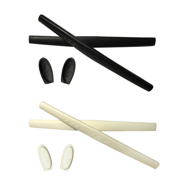 HKUCO Black/White Replacement Silicone Leg Set For Oakley Romeo 1 Sunglasses Earsocks Rubber Kit
