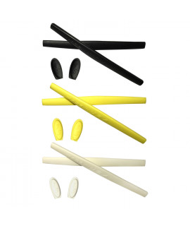 HKUCO Black/Yellow/White Replacement Silicone Leg Set For Oakley Mars Sunglasses Earsocks Rubber Kit