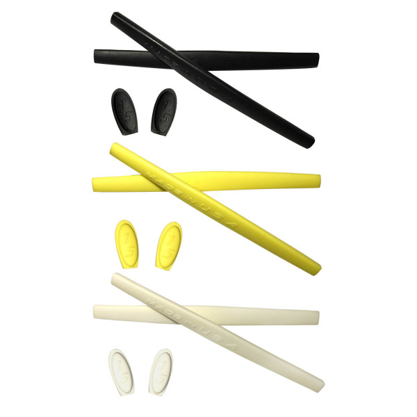 HKUCO Black/Yellow/White Replacement Silicone Leg Set For Oakley Mars Sunglasses Earsocks Rubber Kit
