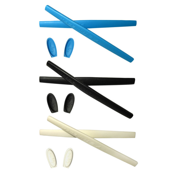 HKUCO Blue/Black/White Replacement Silicone Leg Set For Oakley Mars Sunglasses Earsocks Rubber Kit
