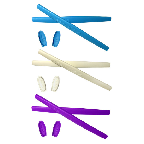 HKUCO Blue/White/Purple Replacement Silicone Leg Set For Oakley X Metal XX Sunglasses Earsocks Rubber Kit