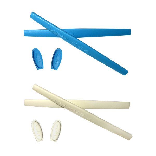 HKUCO Blue/White Replacement Silicone Leg Set For Oakley X Metal Series Sunglasses Earsocks Rubber Kit