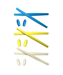 HKUCO Blue/Yellow/White Replacement Silicone Leg Set For Oakley Mars Sunglasses Earsocks Rubber Kit