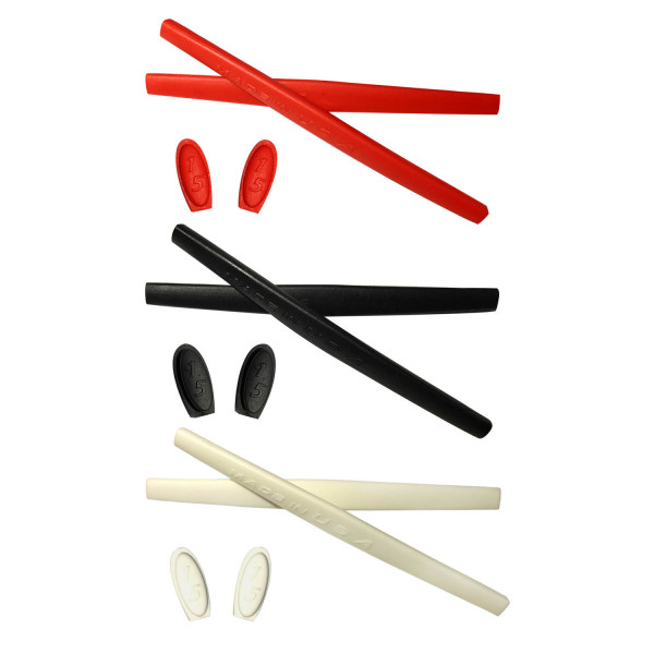 HKUCO Red/Black/White Replacement Silicone Leg Set For Oakley Romeo 1 Sunglasses Earsocks Rubber Kit