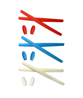 HKUCO Red/Blue/White Replacement Silicone Leg Set For Oakley Mars Sunglasses Earsocks Rubber Kit