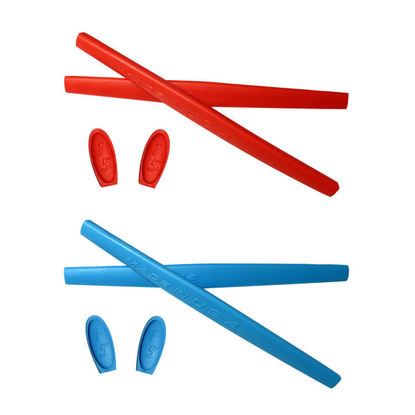HKUCO Red/Blue Replacement Silicone Leg Set For Oakley Mars Sunglasses Earsocks Rubber Kit