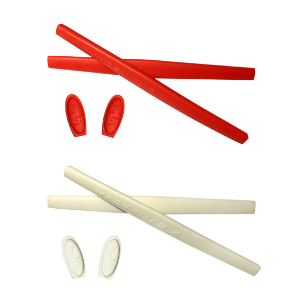 HKUCO Red/White Replacement Silicone Leg Set For Oakley Romeo 1 Sunglasses Earsocks Rubber Kit